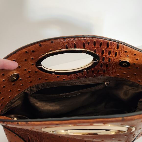 C EST 1946 Brown Bronze Faux Ostrich Leather Crossbody|Clutch Bag|Purse Boho - Picture 10 of 12